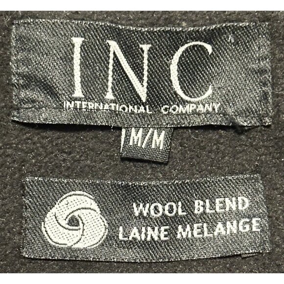 INC International Co Mens Wool Blend Coat Double Full Zip Lined Black Sz Medium - Picture 9 of 12